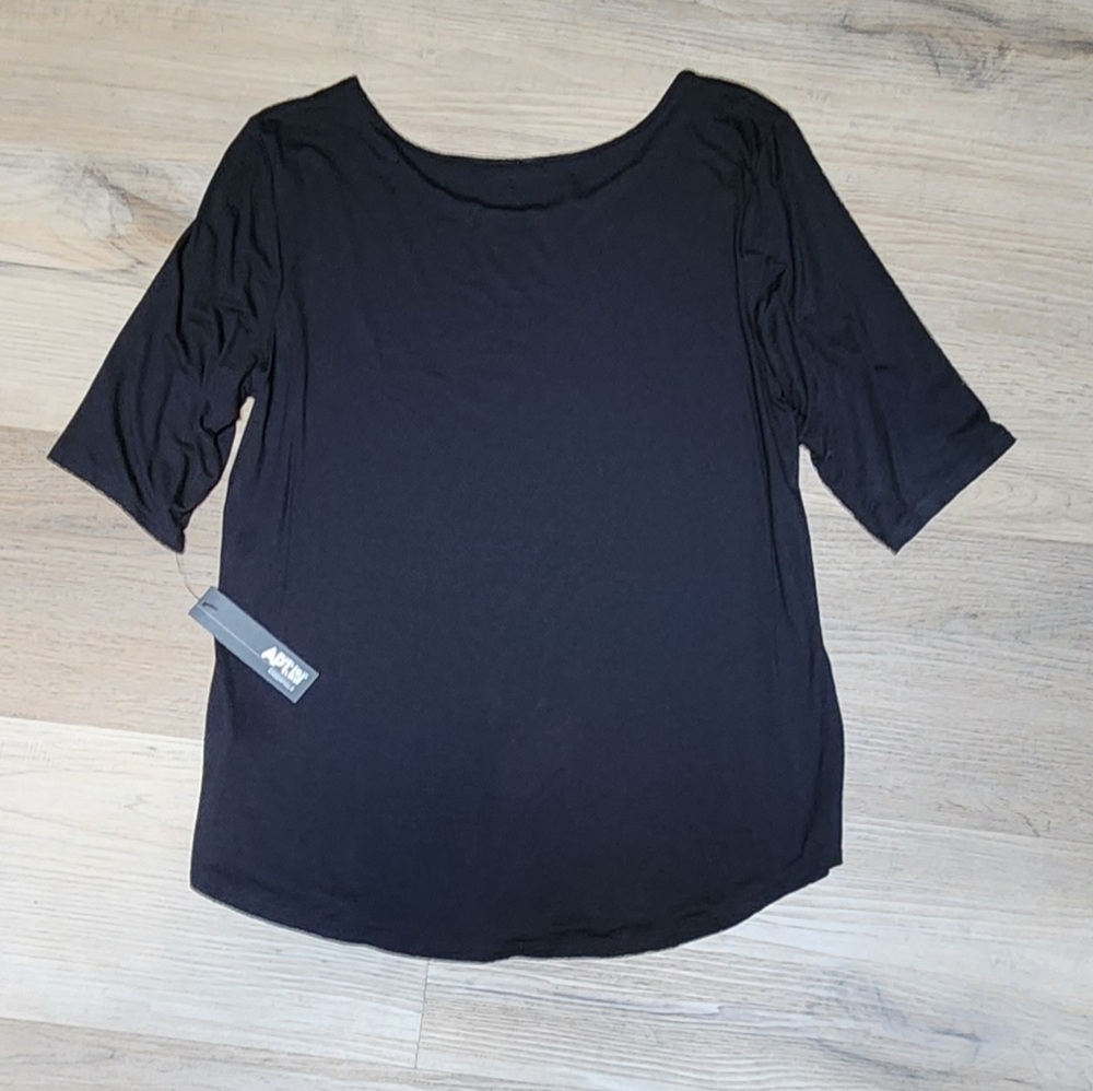 NWT Women's Apt 9 Black Short Sleeve Shirt sz XL BIN N
